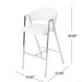Modern Bar Stools Set of 2 with Low Back and Arms in Ivory PU Upholstery and Durable Metal Frame Default -DTYStore