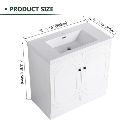 Modern Bathroom Vanity with White Resin Sink & Soft-Close Cabinet Doors, Durable Plywood, 36 Inch Default -DTYStore