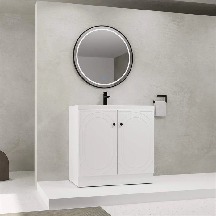 Modern Bathroom Vanity with White Resin Sink & Soft-Close Cabinet Doors, Durable Plywood, 36 Inch Default -DTYStore