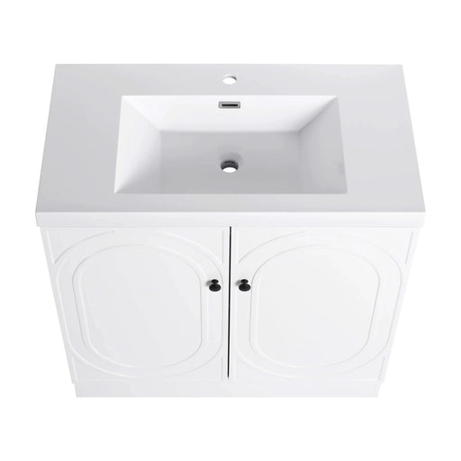 Modern Bathroom Vanity with White Resin Sink & Soft-Close Cabinet Doors, Durable Plywood, 36 Inch Default -DTYStore