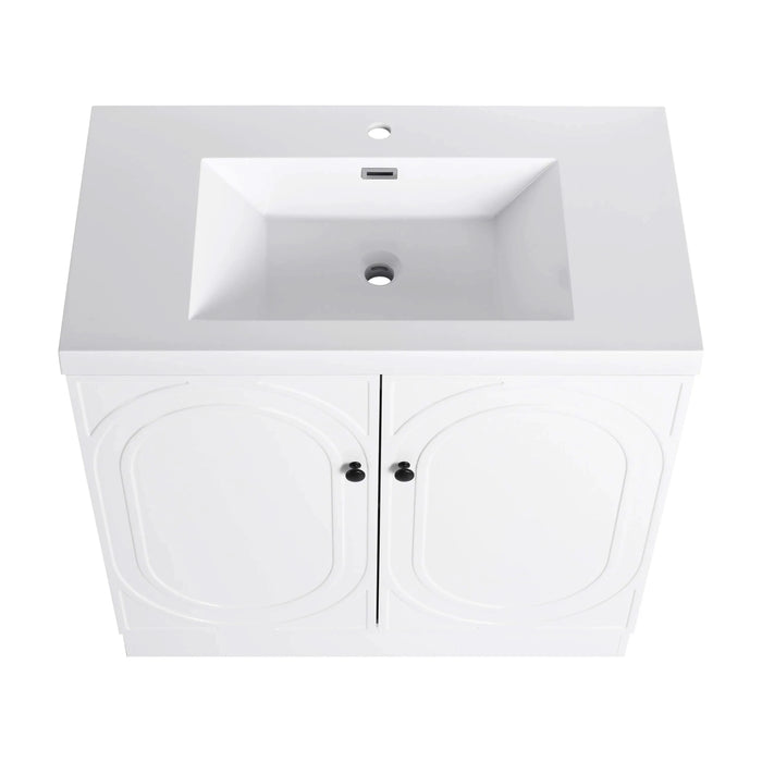 Modern Bathroom Vanity with White Resin Sink & Soft-Close Cabinet Doors, Durable Plywood, 36 Inch Default -DTYStore