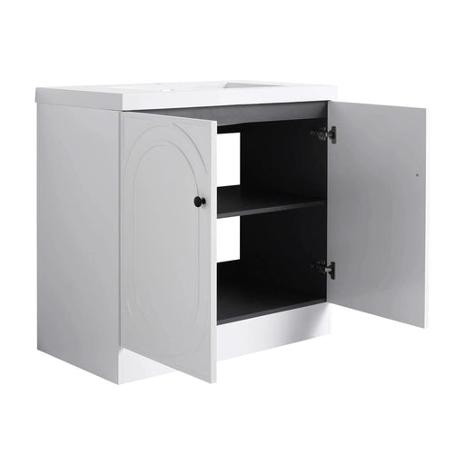 Modern Bathroom Vanity with White Resin Sink & Soft-Close Cabinet Doors, Durable Plywood, 36 Inch Default -DTYStore
