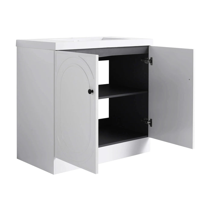 Modern Bathroom Vanity with White Resin Sink & Soft-Close Cabinet Doors, Durable Plywood, 36 Inch Default -DTYStore