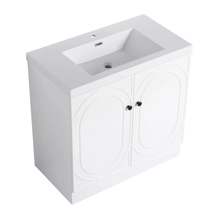Modern Bathroom Vanity with White Resin Sink & Soft-Close Cabinet Doors, Durable Plywood, 36 Inch Default -DTYStore