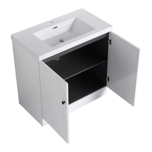 Modern Bathroom Vanity with White Resin Sink & Soft-Close Cabinet Doors, Durable Plywood, 36 Inch Default -DTYStore
