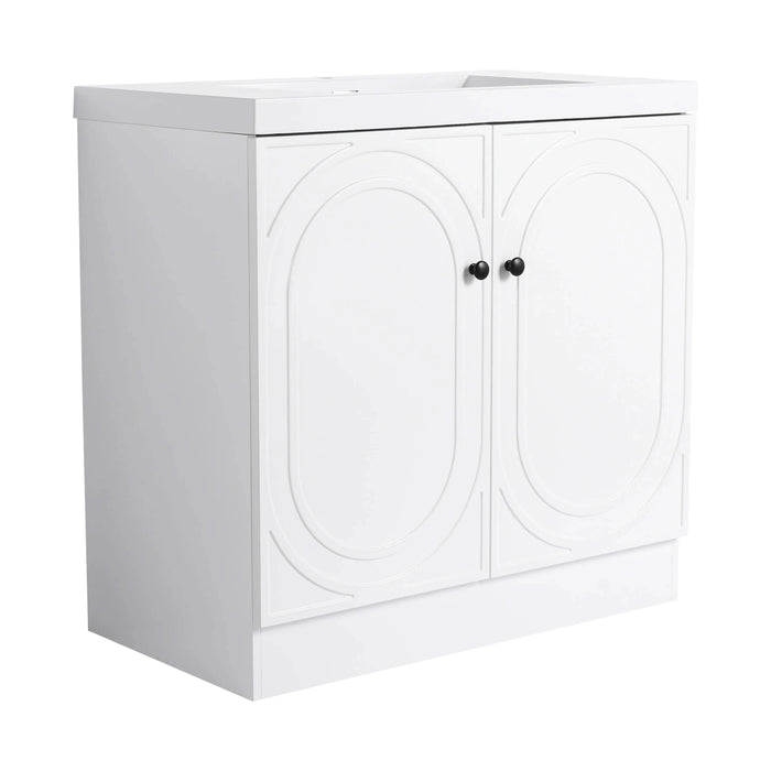 Modern Bathroom Vanity with White Resin Sink & Soft-Close Cabinet Doors, Durable Plywood, 36 Inch Default -DTYStore
