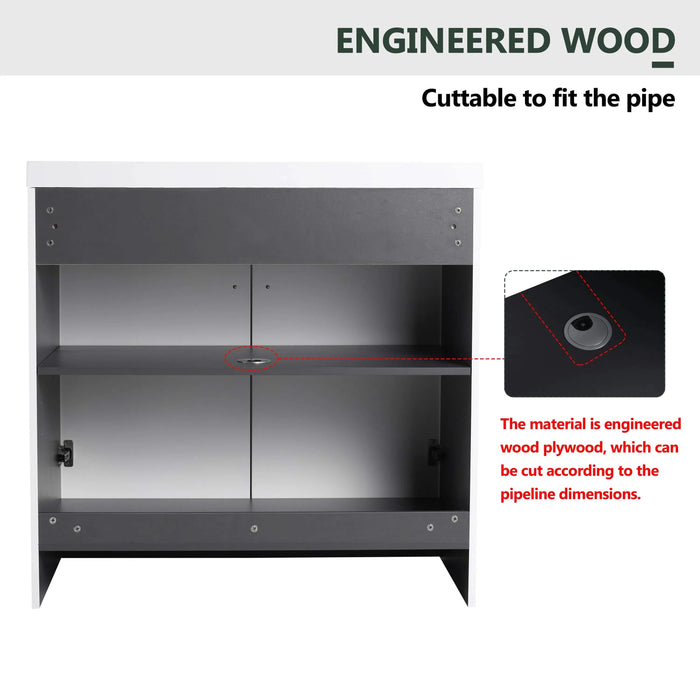 Modern Bathroom Vanity with White Resin Sink & Soft-Close Cabinet Doors, Durable Plywood, 36 Inch Default -DTYStore