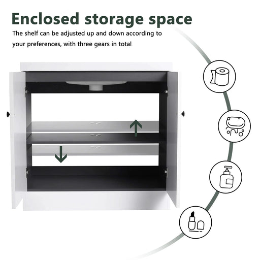 Modern Bathroom Vanity with White Resin Sink & Soft-Close Cabinet Doors, Durable Plywood, 36 Inch Default -DTYStore