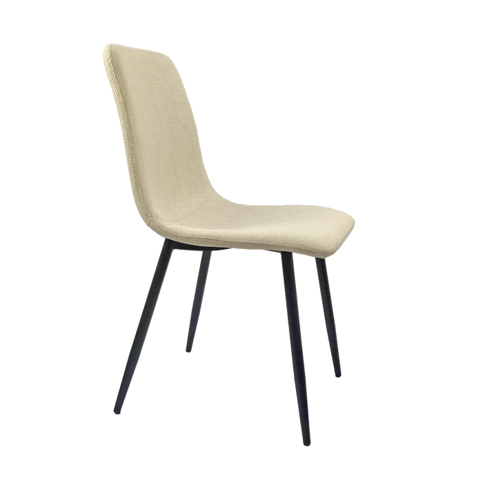 Modern Beige Upholstered Dining Chairs Set of 4 with Black Metal Legs and Linen Cushion Seat Default -DTYStore