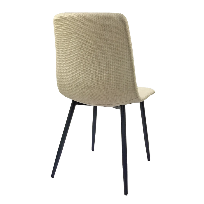 Modern Beige Upholstered Dining Chairs Set of 4 with Black Metal Legs and Linen Cushion Seat Default -DTYStore