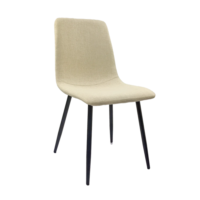 Modern Beige Upholstered Dining Chairs Set of 4 with Black Metal Legs and Linen Cushion Seat Default -DTYStore