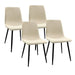 Modern Beige Upholstered Dining Chairs Set of 4 with Black Metal Legs and Linen Cushion Seat Default -DTYStore