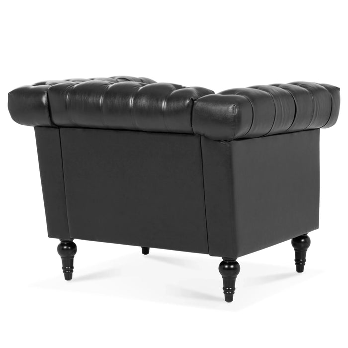 Modern Black 1 Seater Sofa for Living Room with PU Leather and Solid Wood Frame Default -DTYStore