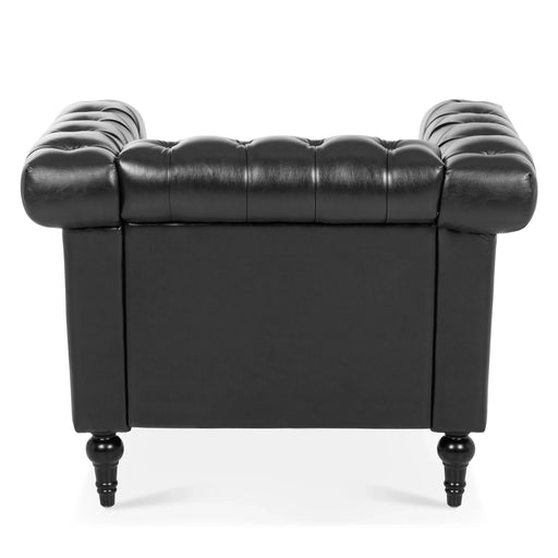 Modern Black 1 Seater Sofa for Living Room with PU Leather and Solid Wood Frame Default -DTYStore