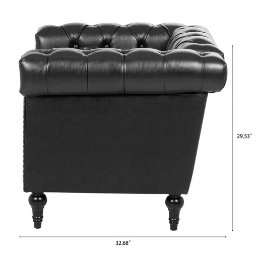 Modern Black 1 Seater Sofa for Living Room with PU Leather and Solid Wood Frame Default -DTYStore