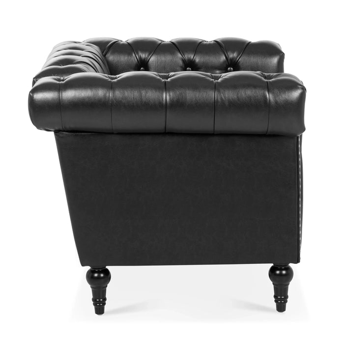 Modern Black 1 Seater Sofa for Living Room with PU Leather and Solid Wood Frame Default -DTYStore
