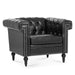Modern Black 1 Seater Sofa for Living Room with PU Leather and Solid Wood Frame Default -DTYStore