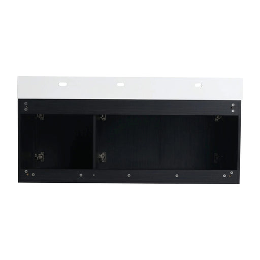 Modern Black Chestnut Wall-Mounted Bathroom Vanity with Left Resin Sink and Storage Rack, 48 Inch Default -DTYStore