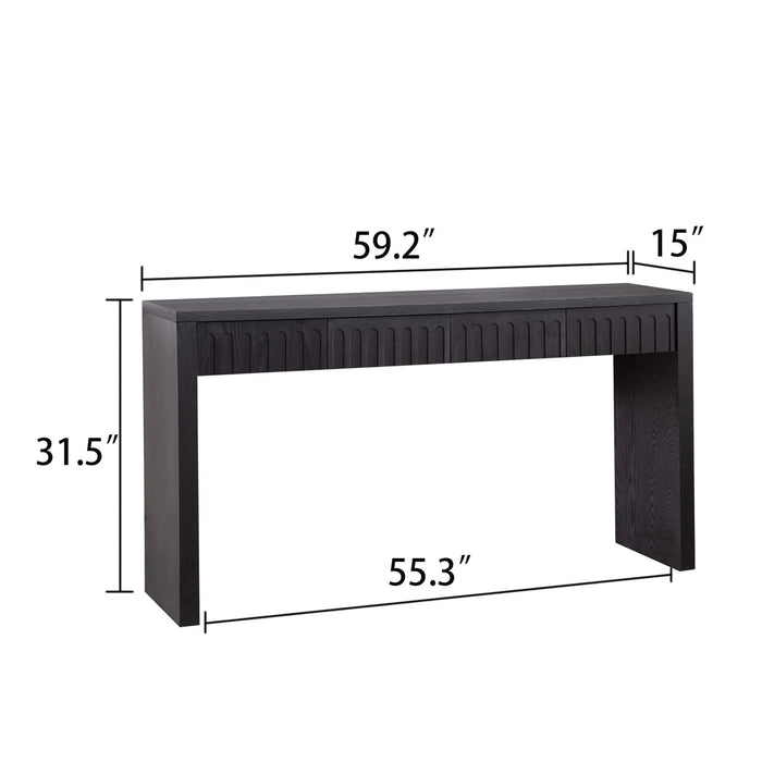 Modern Black Console Table with 4 Drawers – 59.2 Entryway Table with Storage Default -DTYStore