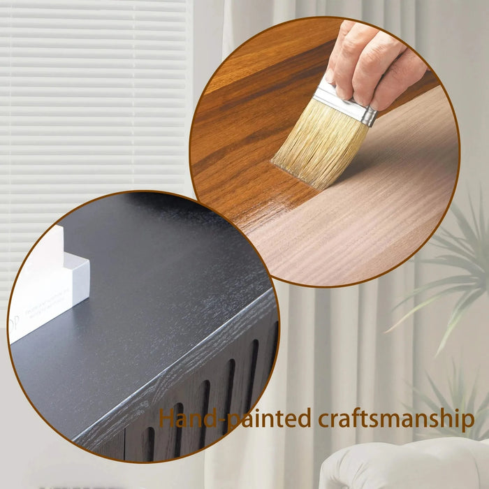 Modern Black Console Table with 4 Drawers – 59.2 Entryway Table with Storage Default -DTYStore