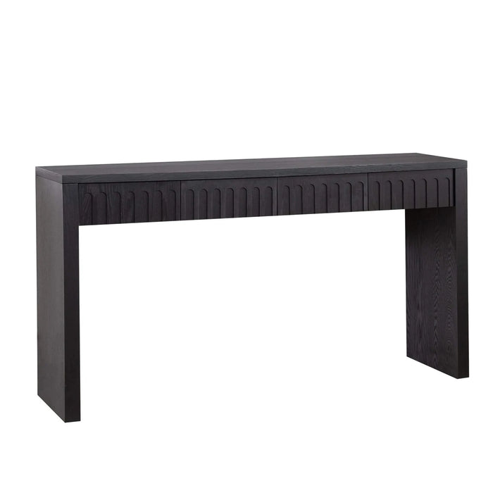 Modern Black Console Table with 4 Drawers – 59.2 Entryway Table with Storage Default -DTYStore