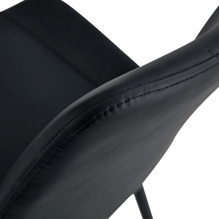 Modern Black Faux Leather Dining Chair Set with Curved Cushion and Metal Legs for Comfort.Set of 4. Default -DTYStore