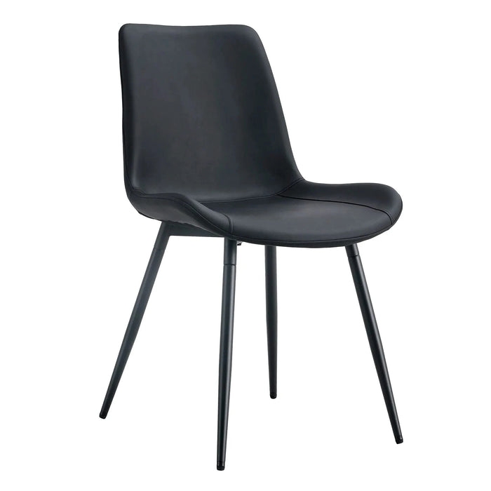 Modern Black Faux Leather Dining Chair Set with Curved Cushion and Metal Legs for Comfort.Set of 4. Default -DTYStore