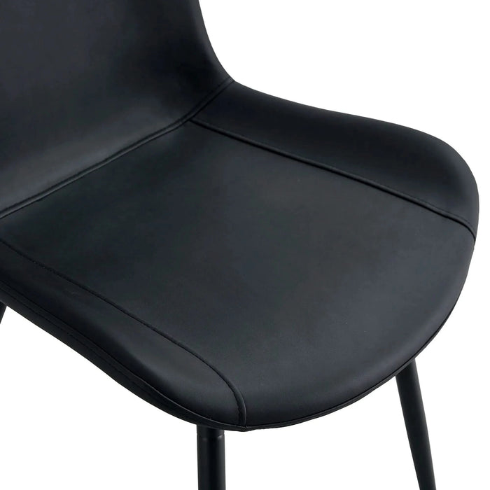 Modern Black Faux Leather Dining Chair Set with Curved Cushion and Metal Legs for Comfort.Set of 4. Default -DTYStore