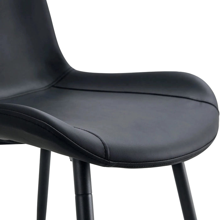 Modern Black Faux Leather Dining Chair Set with Curved Cushion and Metal Legs for Comfort.Set of 4. Default -DTYStore