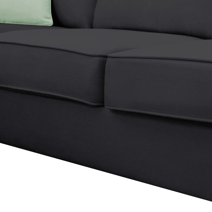 Modern Black L Shape Fabric Sectional Sofa with Ottoman and Pillows, 112*87 Inches, 7 Seats Default -DTYStore