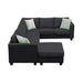 Modern Black L Shape Fabric Sectional Sofa with Ottoman and Pillows, 112*87 Inches, 7 Seats Default -DTYStore