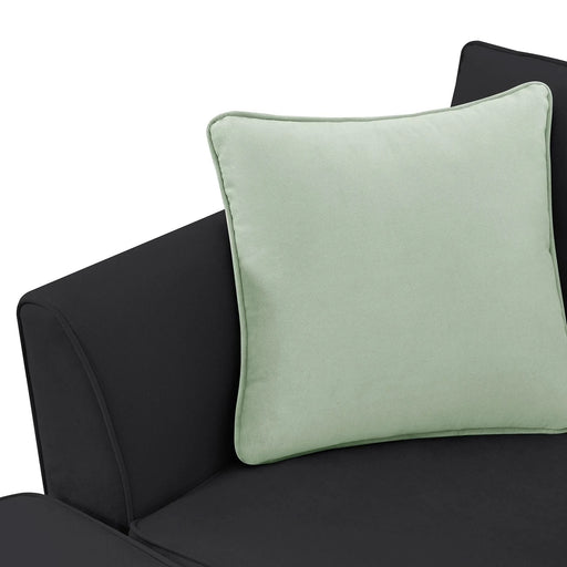 Modern Black L Shape Fabric Sectional Sofa with Ottoman and Pillows, 112*87 Inches, 7 Seats Default -DTYStore