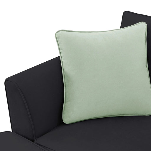 Modern Black L Shape Fabric Sectional Sofa with Ottoman and Pillows, 112*87 Inches, 7 Seats Default -DTYStore