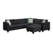 Modern Black L Shape Fabric Sectional Sofa with Ottoman and Pillows, 112*87 Inches, 7 Seats Default -DTYStore