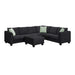 Modern Black L Shape Fabric Sectional Sofa with Ottoman and Pillows, 112*87 Inches, 7 Seats Default -DTYStore