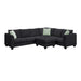 Modern Black L Shape Fabric Sectional Sofa with Ottoman and Pillows, 112*87 Inches, 7 Seats Default -DTYStore