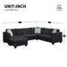Modern Black L Shape Fabric Sectional Sofa with Ottoman and Pillows, 112*87 Inches, 7 Seats Default -DTYStore