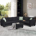 Modern Black L Shape Fabric Sectional Sofa with Ottoman and Pillows, 112*87 Inches, 7 Seats Default -DTYStore