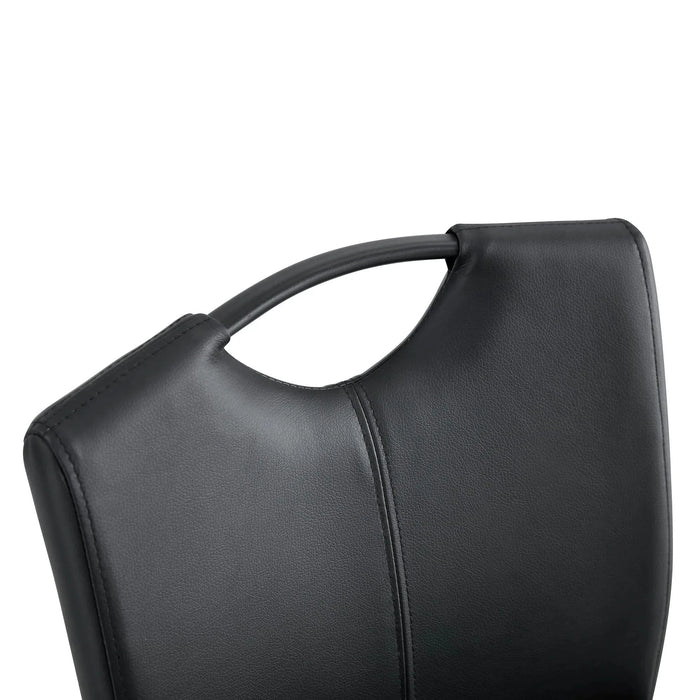 Modern Black PU Barstool Chair Set of 2 with Comfortable Footrest and Easy-to-Clean Faux Leather Default -DTYStore