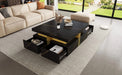 Modern Black Square Storage Coffee Table With 4 Drawers Default -DTYStore