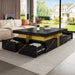 Modern Black Square Storage Coffee Table With 4 Drawers Default -DTYStore