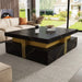 Modern Black Square Storage Coffee Table With 4 Drawers Default -DTYStore
