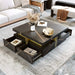 Modern Black Square Storage Coffee Table With 4 Drawers Default -DTYStore