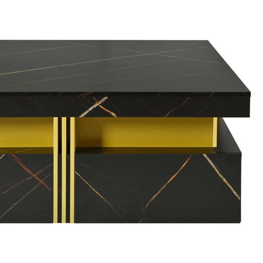 Modern Black Square Storage Coffee Table With 4 Drawers Default -DTYStore