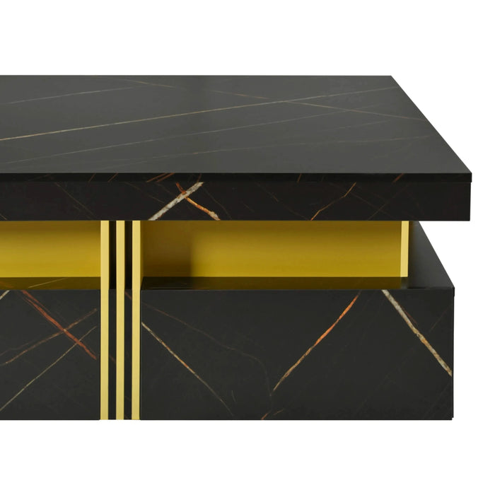 Modern Black Square Storage Coffee Table With 4 Drawers Default -DTYStore