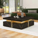 Modern Black Square Storage Coffee Table With 4 Drawers Default -DTYStore