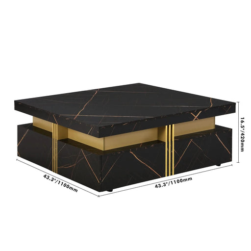 Modern Black Square Storage Coffee Table With 4 Drawers Default -DTYStore