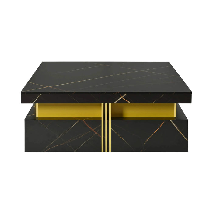 Modern Black Square Storage Coffee Table With 4 Drawers Default -DTYStore