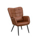 Modern Bonded Leather Armchair with High Back and Metal Legs, Brown, For Living Room, Bedroom, and Home Office Default -DTYStore