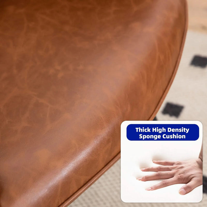 Modern Bonded Leather Armchair with High Back and Metal Legs, Brown, For Living Room, Bedroom, and Home Office Default -DTYStore